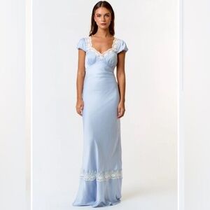 Baby Blue Silk Maxi Dress